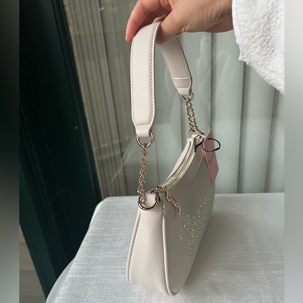 Juicy Couture Obsession Shoulder Bag - Angel White with Rhinestone Logo NWT - Picture 4 of 10